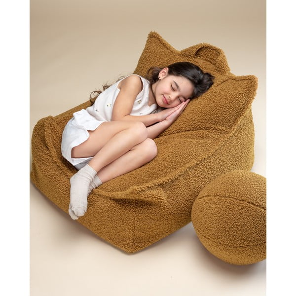 Кафяв детски пуф от букле Chair – Wigiwama-image-2
