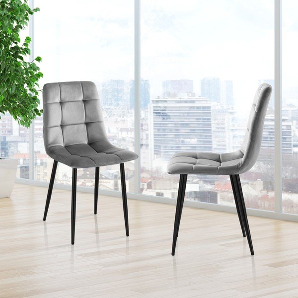 Сиви кадифени трапезни столове в комплект от 2 броя Faffy - Tomasucci-image-4