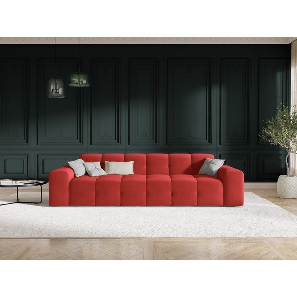 Червен кадифен диван 255 cm Kendal - Micadoni Home-image-1