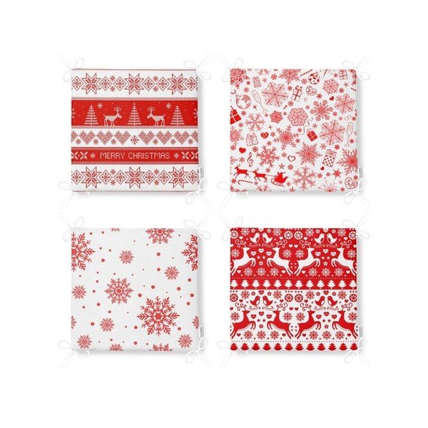 Възглавници за сядане в комплект от 4 бр. с коледни мотиви 40x40 cm Snowflakes – Mila Home