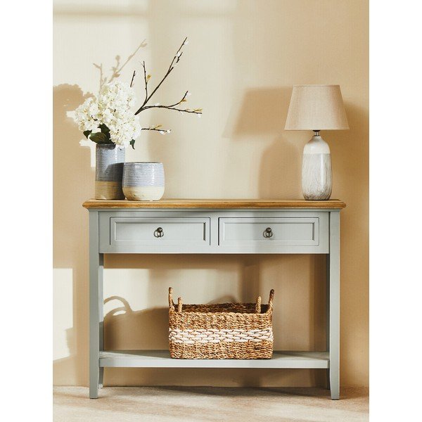 Сива конзолна маса от масивна Пауловния 34,5x99 cm Henley – Premier Housewares-image-3