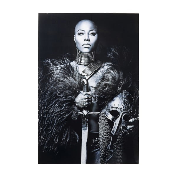 Zasklený černobílý obraz Kare Design Lady Knight, 150 x 100 cm