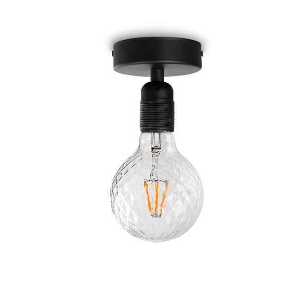 Черна лампа за таван с крушка Globe Clear - Bulb Attack