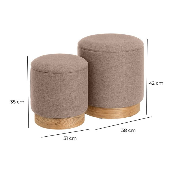 Светлокафяви табуретки в комплект 2 бр. – Casa Selección-image-4