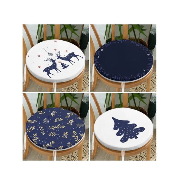 Възглавници за сядане в комплект от 4 бр. с коледни мотиви ø 40 cm Blue Christmas – Mila Home-image-1