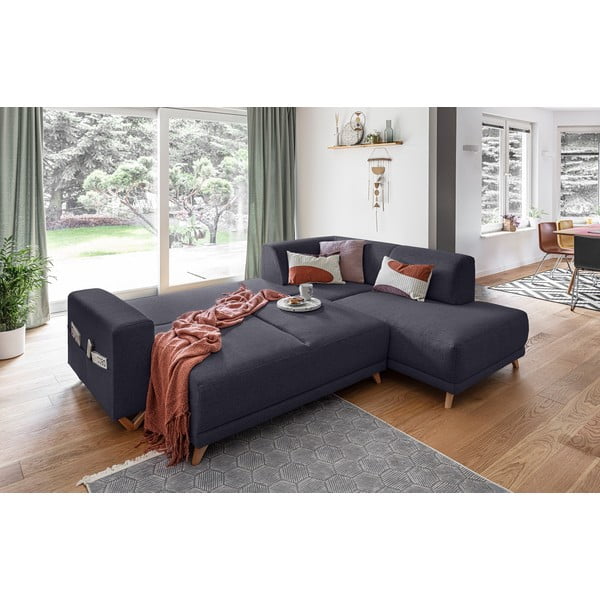 Антрацитен разтегателен/с място за съхранение ъглов диван (десен ъгъл/L форма) Classy Sophie – Miuform-image-4