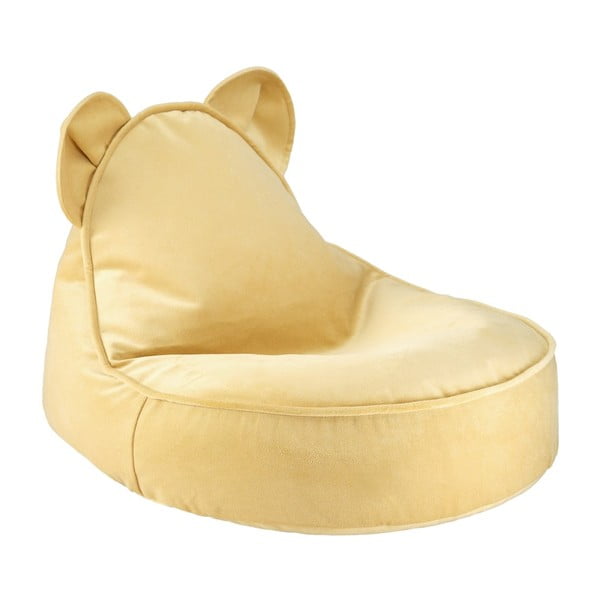 Жълт кадифен детски пуф Bear – Wigiwama