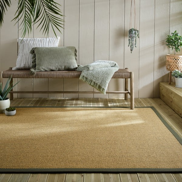 Килим за открито и закрито в зелен и светлокафяв цвят 160x230 cm Sisal Look – Flair Rugs-image-1