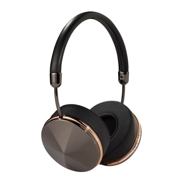 Černá sluchátka s odpojitelným kabelem a detaily v barvě růžového zlata Frends Taylor Wireless