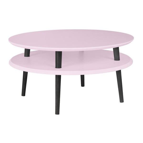 Světle růžový konferenční stolek s černými nohami Ragaba UFO, Ø 70 cm