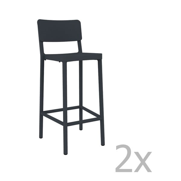 Комплект от 2 тъмно сиви бар стола, подходящи за открито Lisboa, височина 102,2 cm - Resol