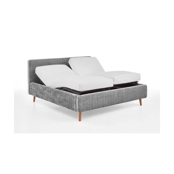 Светлосиво двойно легло 180x200 cm тапицирано с включена подматрачна рамка Primavera – Meise Möbel-image-4