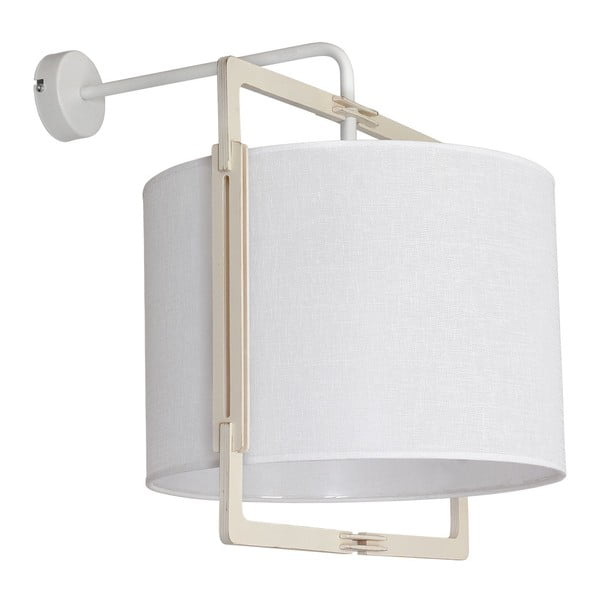 Бяла стенна лампа с дървени детайли Loki Uno - Glimte