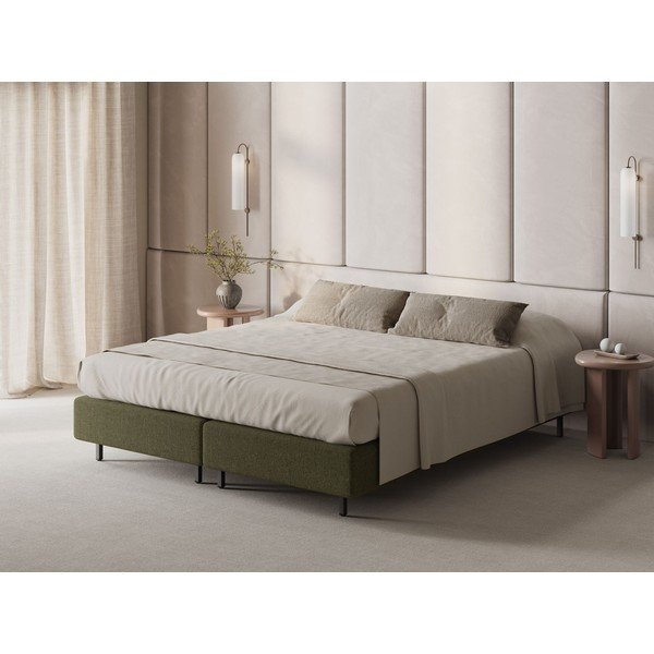 Зелено тапицирано двойно легло без табла 160x200 cm Whale – Micadoni -image-1