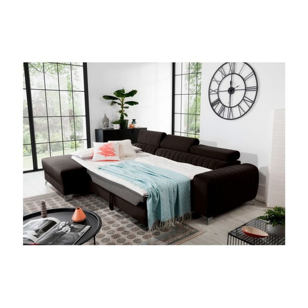 Тъмнокафяв кадифен разтегателен ъглов диван с място за съхранение (ляв ъгъл) Grayson – ELTAP-image-4