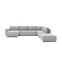 Светлосив ъглов U-образен диван от велур, десен ъгъл Nihad modular - Bobochic Paris