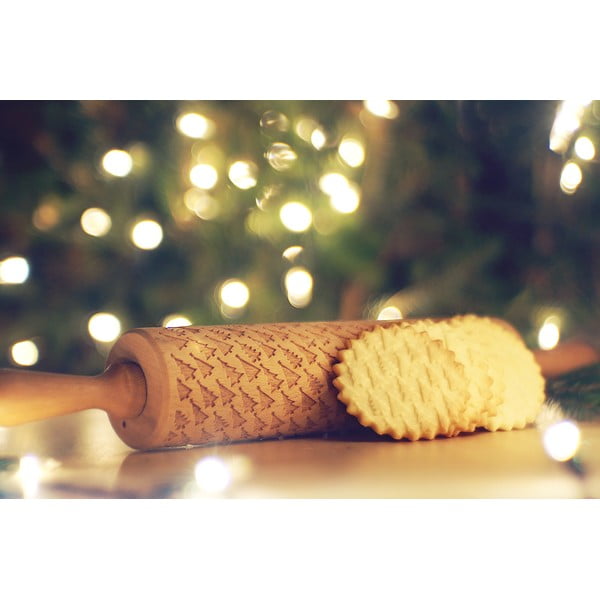 Дървен коледен релефен валяк за тесто Trees - Valek-image-4