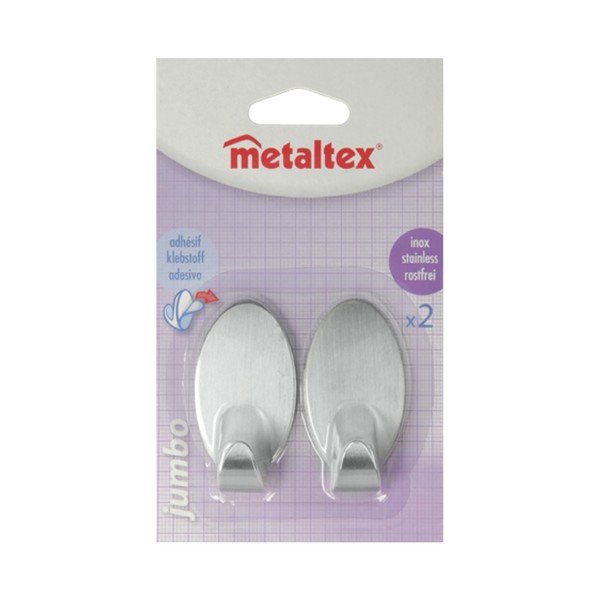 Комплект от 2 самозалепващи се куки от неръждаема стомана Mia - Metaltex-image-2