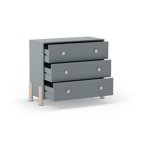 Детски скрин сиво-зелен от масивен бор 90x80x40 cm Enola – Marckeric-image-3