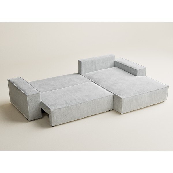 Светлосив шенилов сгъваем/с място за съхранение ъглов диван (десен ъгъл) Maze – Maison de Rêve-image-4