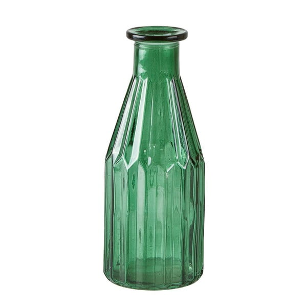 Зелена стъклена ваза Бутилка, ⌀ 8 cm - KJ Collection