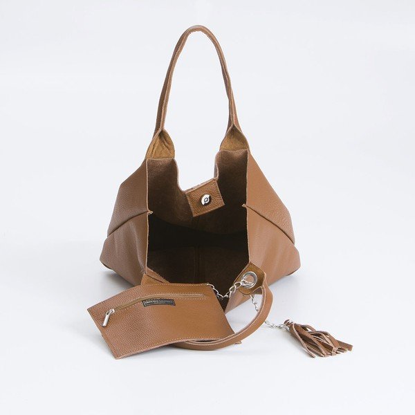 Koňakově hnědá kožená kabelka Giorgio Costa Lauretta-image-2