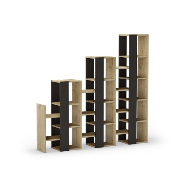 Черно-естествен стелаж от декор от дъб  158x151 cm Anissa – Marckeric-image-2