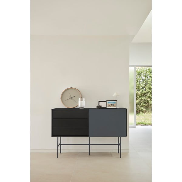 Нисък скрин с плъзгащи се врати 140x91 cm в черно/антрацит Nube - Teulat-image-1