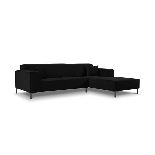 Ъглов диван от черно кадифе Siena, десен ъгъл - Cosmopolitan Design