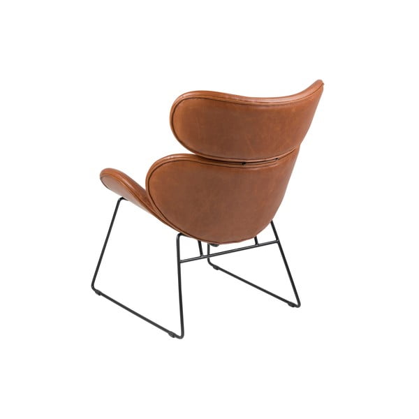 Кафяв фотьойл от изкуствена кожа с черни крака Cazar - Actona-image-2