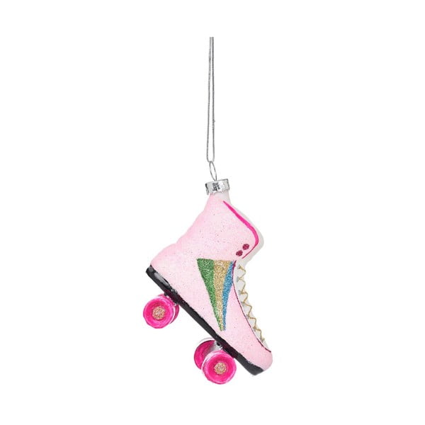 Стъклена  ръчно изработена коледна украса 8 cm Retro Rollerskate – Sass & Belle