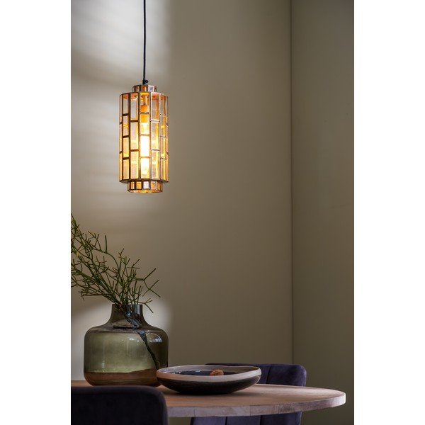 Висящо осветително тяло в бронзов цвят със стъклен абажур Søstrene – Light & Living-image-1