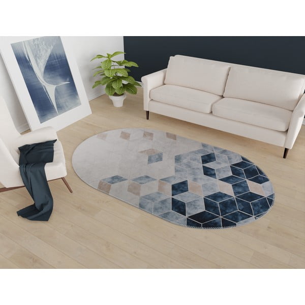 Бял и син миещ се килим, 60x100 cm - Vitaus-image-1