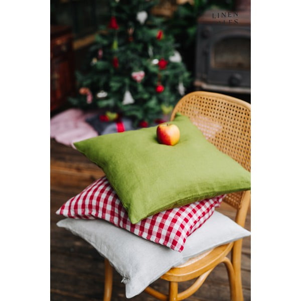 Ленена калъфка за възглавница 50x50 cm Red Gingham – Linen Tales-image-1