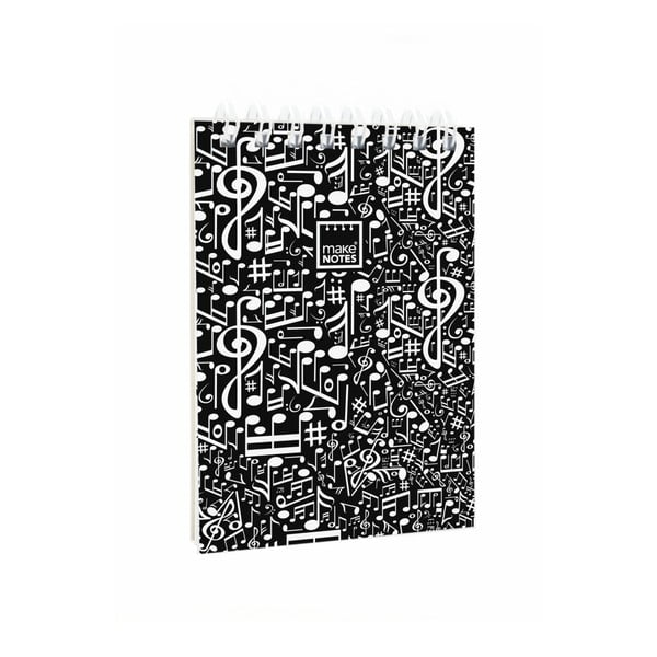 Черна тетрадка A7 Music, 64 страници - Makenotes