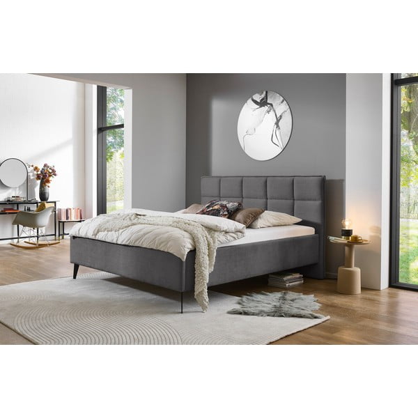 Антрацитно двойно легло 180x200 cm тапицирано без ламелно дъно Paulo – Meise Möbel-image-1