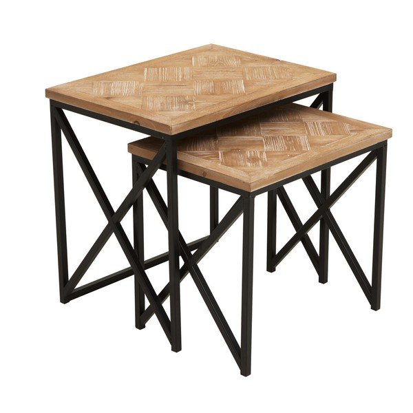 Странични масички в комплект 2 бр. от масивна ела 38x51 cm Kickford – Premier Housewares