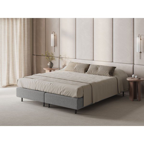 Сиво тапицирано двойно легло без табла 200x200 cm Whale – Micadoni -image-1