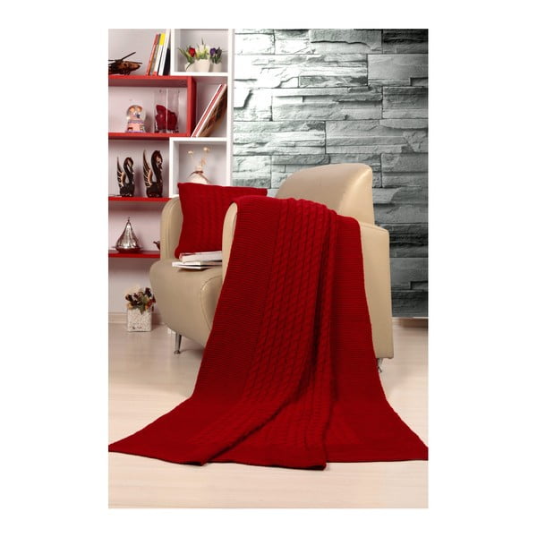 Червена покривка за легло и комплект възглавници Tricot Комплект одеяла Sultan - Kate Louise