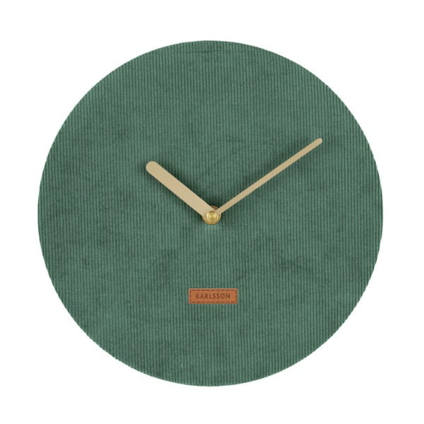 Тъмнозелен стенен часовник с велур от велур от велур, ⌀ 25 cm - Karlsson