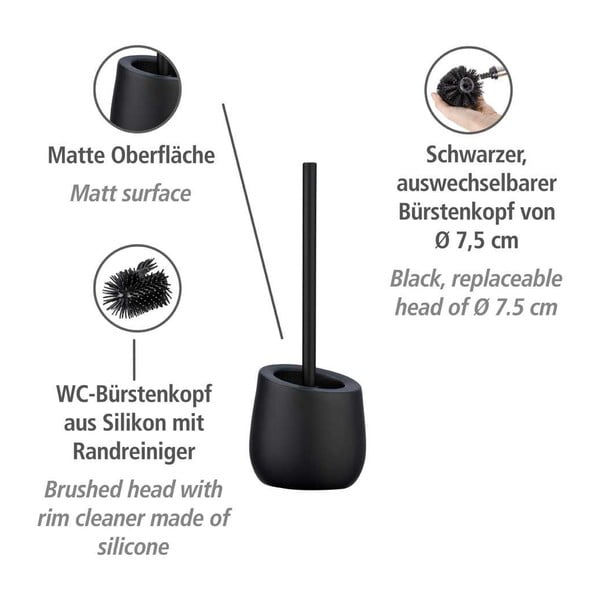 Черна керамична четка за тоалетна Badi - Wenko-image-4