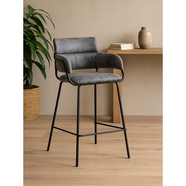 Черен/сив тапициран бар стол Tamzin – Premier Housewares-image-1