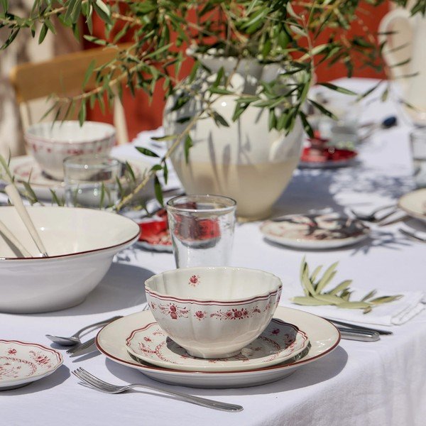 Червена/бяла десертна глинена чиния ø 21 cm Vila – Costa Nova-image-2