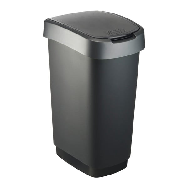 Черно-сребърно пластмасово кошче за боклук 50 l Twist – Rotho