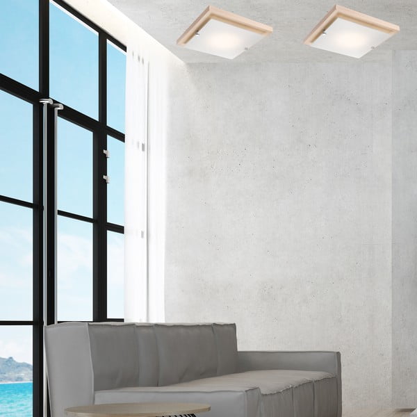 Кафяво и естествено осветително тяло за таван 30x30 cm Pedro – LAMKUR-image-2