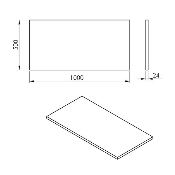 Бяла плоча за под мивка 100x50 cm Plato – Sapho-image-2