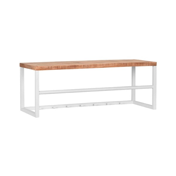 Бяла метална пейка с дървен плот Kapstok Swing - LABEL51