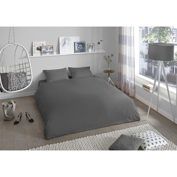Сиво памучно двойно спално бельо Versal, 200 x 220 cm Uni - Good Morning-image-1