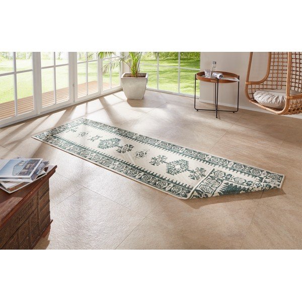 Зелен и кремав килим на открито , 80 x 350 cm Duque - NORTHRUGS-image-2