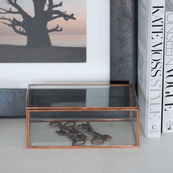 Skleněný box Copper Trinket, 12x18 cm